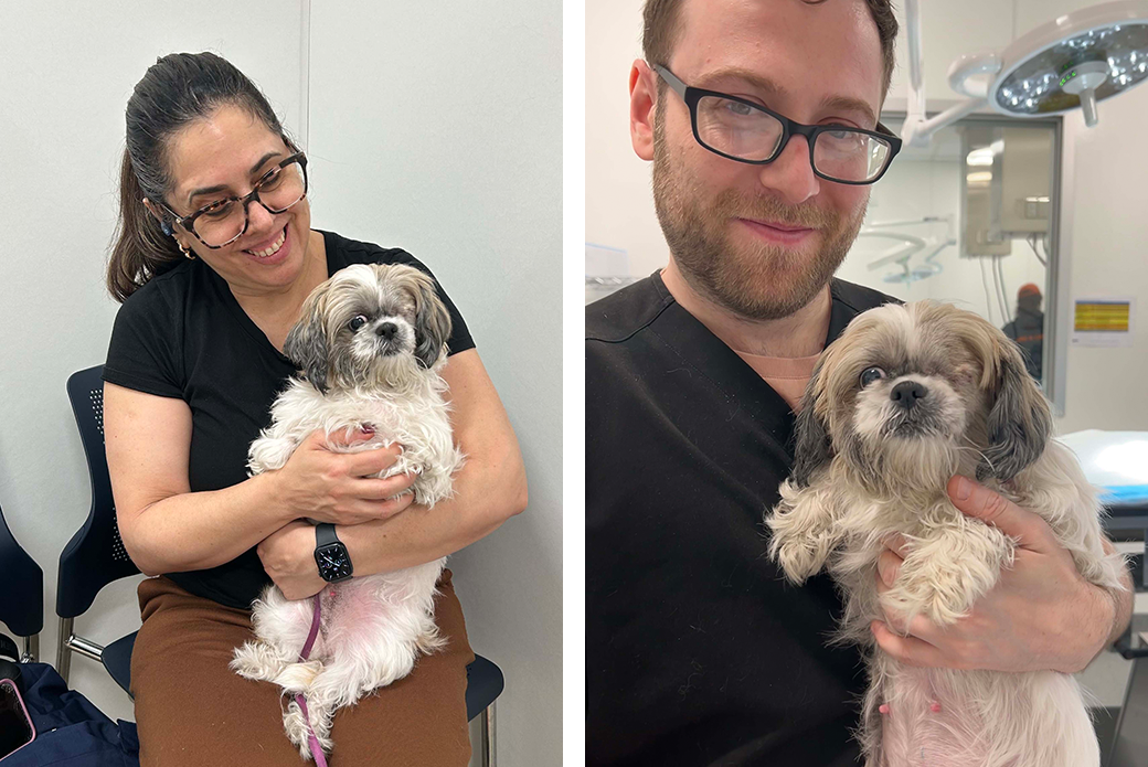 Julie at her follow up with Liliam and the Sneior vet. assistant Robert Dutchen